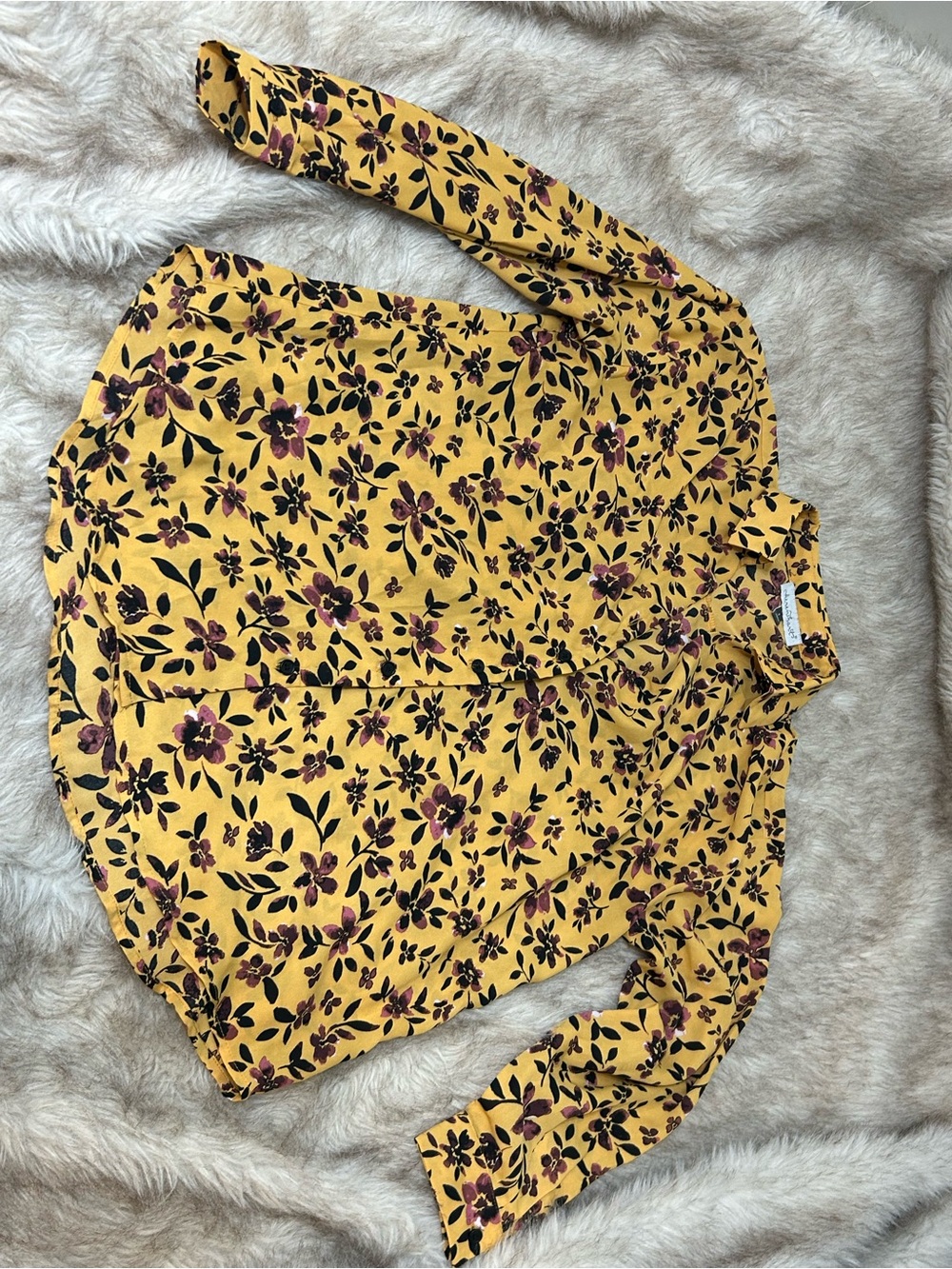 Women's Yellow Floral Button-Down Blouse